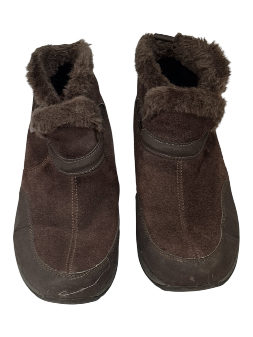 Easy Spirit Slowpace Brown Suede Plush Trim Ankle Boots Women’s 9W Wide